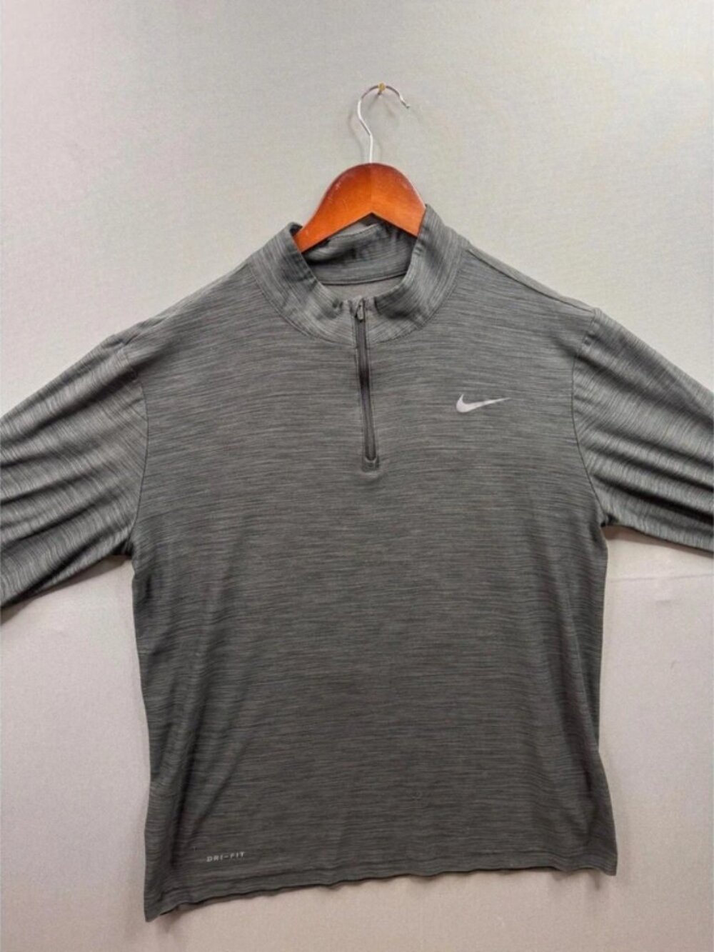 Nike Quarter Zip Pullover Mens Charcoal Grey Dri-FIT Space Dye Athletic Medium